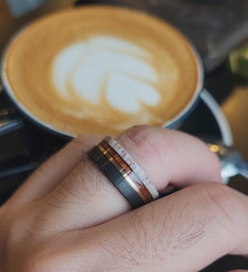 Wooden Rings for men Tungsten Ring With Antler And Koa Wood Inlay