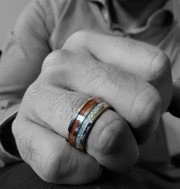 Men's Wood Inlay Tungsten Carbine Wedding Bands