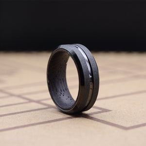 Mens Wedding Rings Black Tungsten Carbide Wedding Ring Wood Inlay Matte Finished