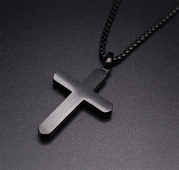 Stylish Symbol of Faith Dark Cross Necklace For Men