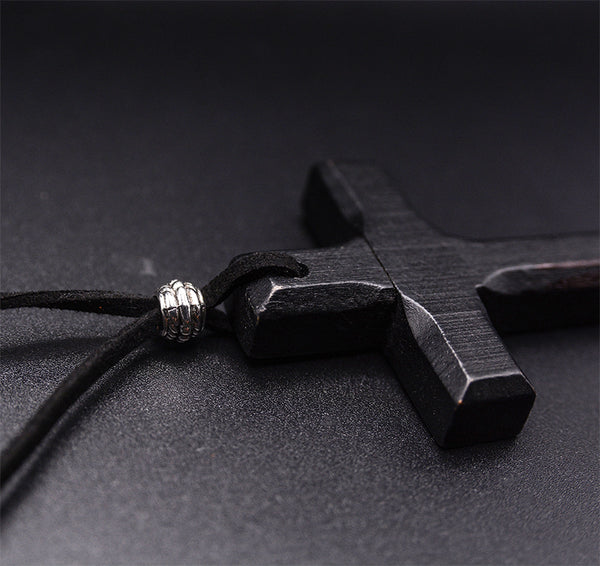 Rustic Elegance: Handmade Vintage Leather Cord Cross Necklace for Men and Women