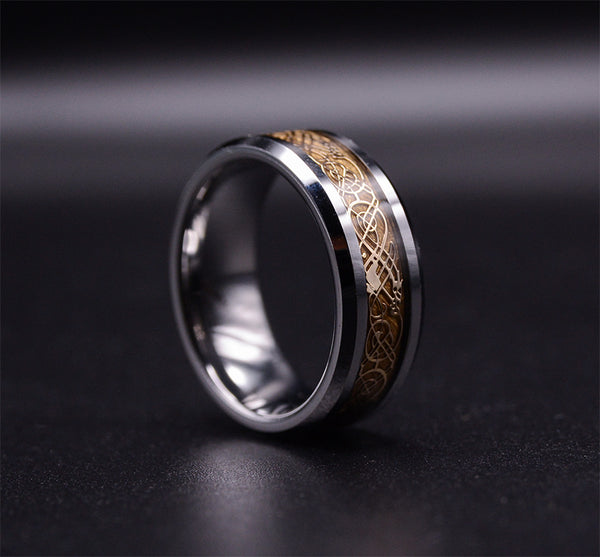 Gold Dragon Tungsten Wedding Ring Set