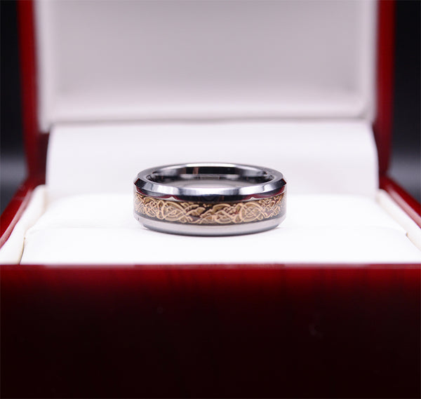 Gold Dragon Tungsten Wedding Ring Set