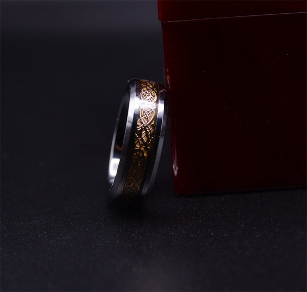 Gold Dragon Tungsten Wedding Ring Set
