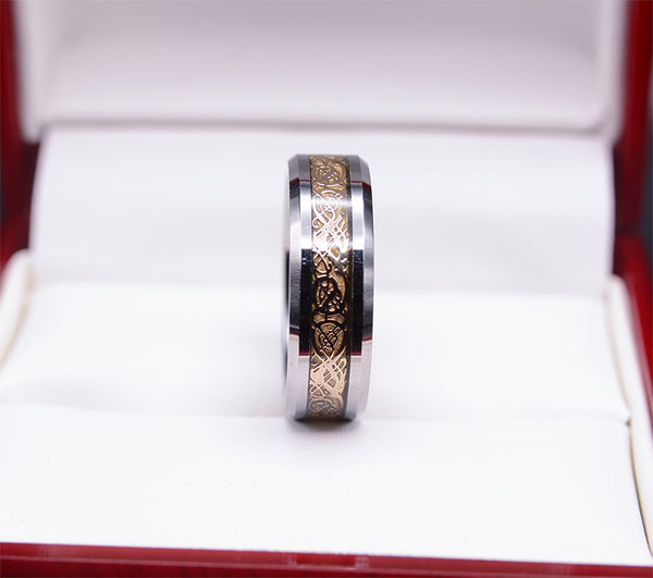 Gold Dragon Tungsten Wedding Ring Set