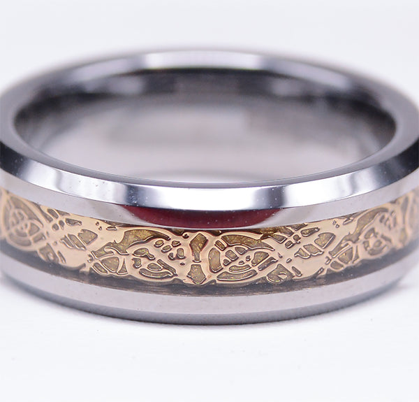 Gold Dragon Tungsten Wedding Ring Set