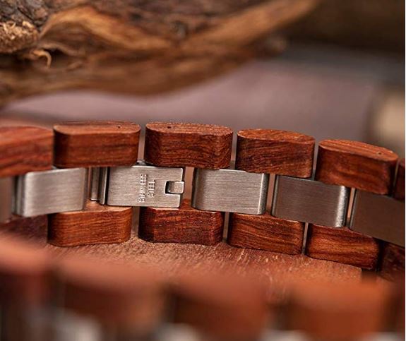 Mens Wooden Bracelet Stylish Wood & Stainless Steel Combined Cherry Wooden Bangle