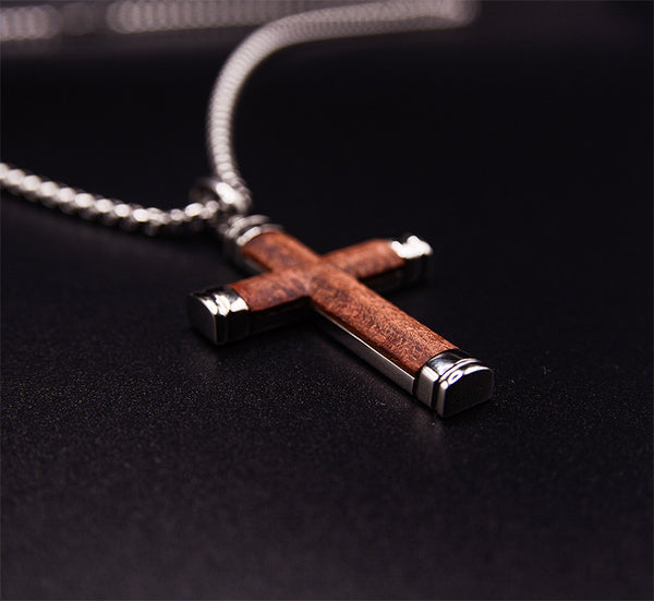 Stylish Symbol of Faith Rosewood Cross Necklace For Men