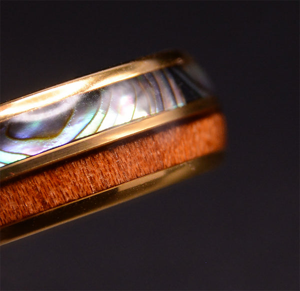 Aurora Cedar Gold Tungsten Rings With Wood Inlay 8mm