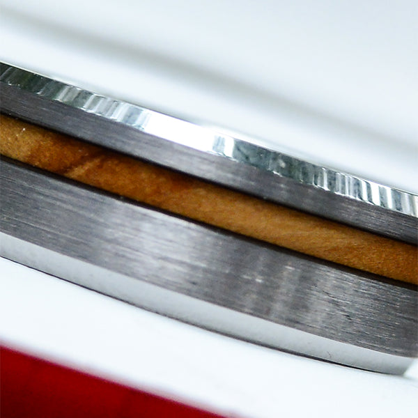 UXD Tungsten Rings For Men with Olive Wood Inlay