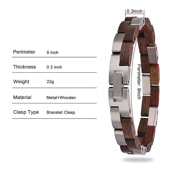 Sophisticated Men's Wooden Bracelet: Stylish Fusion of Wood and Stainless Steel