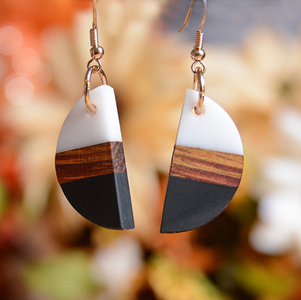 UD Women's Color-block Unique Wooden Earrings