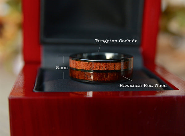 Urban Designer mens wood wedding bands-tungsten band