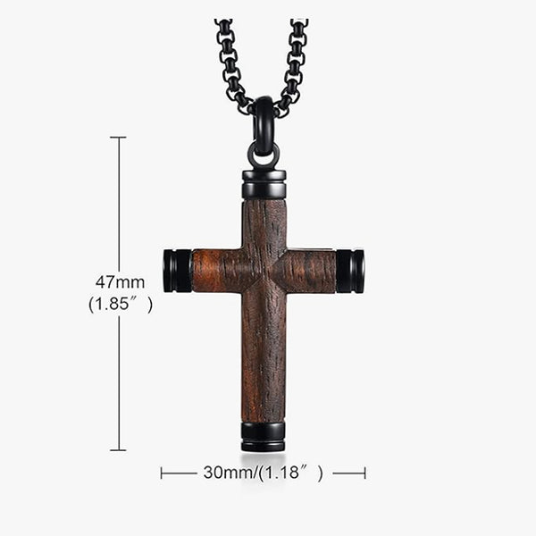 Stylish Symbol of Faith Wooden Dark Cross Necklace For Men