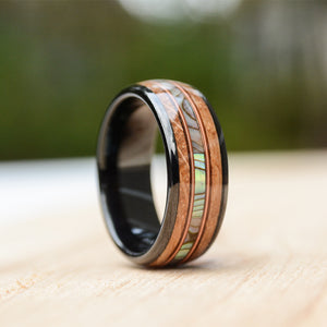 Mens Wood Wedding Bands With Wood Inlay Black Tungsten Wood Rings | Urban Designer