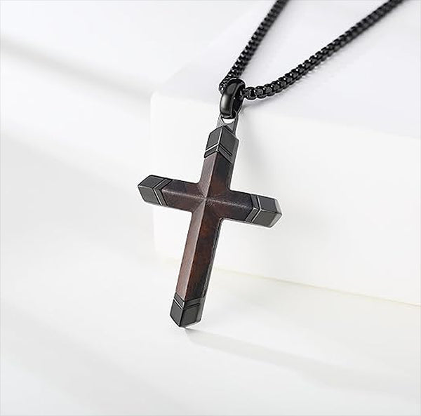 Stylish Symbol of Faith Dark Cross Necklace For Men