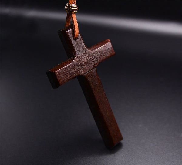Rustic Elegance: Handmade Vintage Leather Cord Cross Necklace for Men and Women