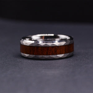 Wooden Wedding Rings Mens Tungsten Rings with Wood Inlay and Hammered Texture | Urban Designer