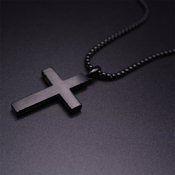 Stylish Symbol of Faith Wooden Dark Cross Necklace For Men