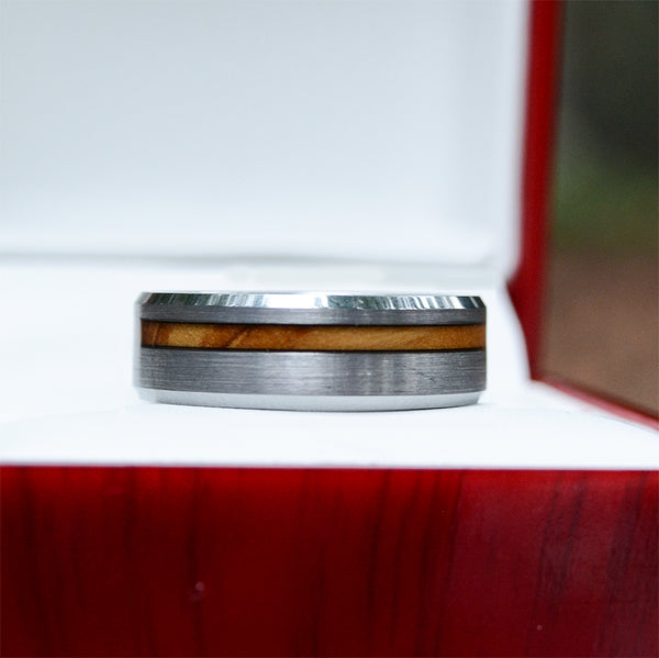 Match His and Hers Tungsten Rings With Olive Wood Inlay