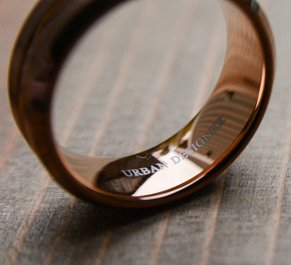 Match His and Hers Coffee & Rose Gold Tungsten Bands-Wedding Band Set