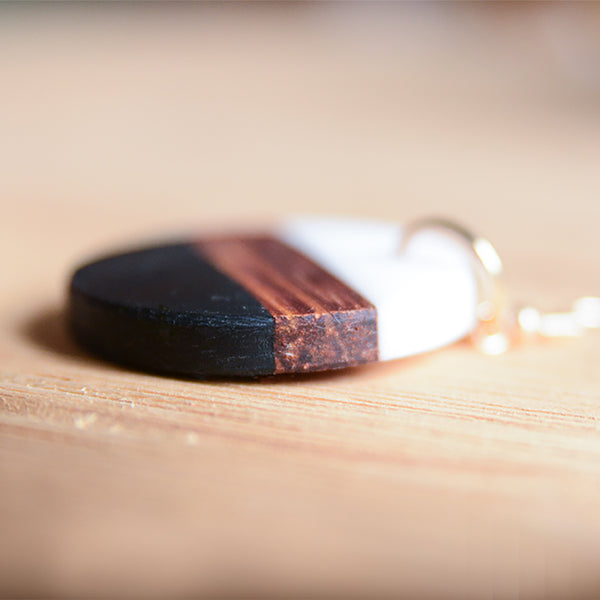 UD Color-block Round Disk Wooden Earrings