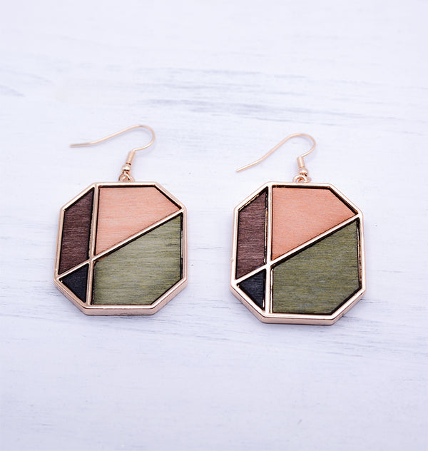 Geometric Wooden Earrings: Minimalist Style Statements for Women