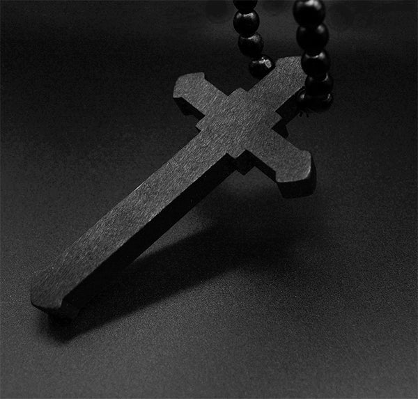 To Express Your Faith: Large Wood Cross Necklace for Men with Jesus Christ Pendant
