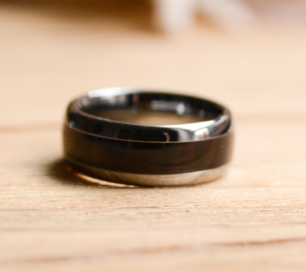 6mm Tungsten Wood Band with Purple heart Inlay