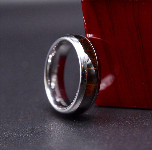 6mm Tungsten Wood Band with Purple heart Inlay